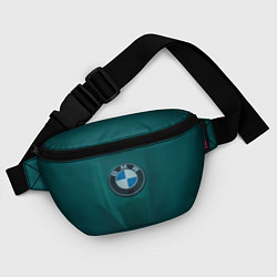 Поясная сумка Логотип BMW на зелёном фоне, цвет: 3D-принт — фото 2