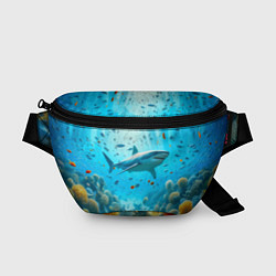 Поясная сумка Белая акула в коралловом рифе, цвет: 3D-принт