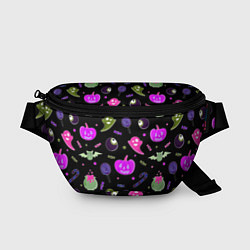 Поясная сумка Halloween pink black pumpkin, цвет: 3D-принт