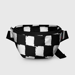Поясная сумка Черные квадраты в виде шахматной доски, цвет: 3D-принт
