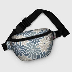 Поясная сумка Цветы blue and beige pattern, цвет: 3D-принт — фото 2