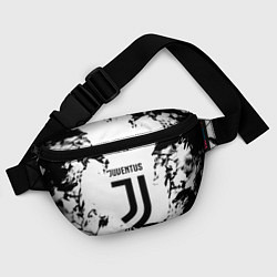 Поясная сумка Juventus черные краски абстракция, цвет: 3D-принт — фото 2