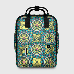Женский рюкзак Хризантемы: бирюзовый узор
