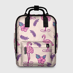 Рюкзак женский Фламинго: розовый мотив, цвет: 3D-принт
