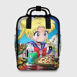 Рюкзак женский Пицца Мун, цвет: 3D-принт