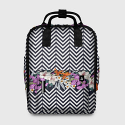 Рюкзак женский Тропически цветы с орнаментом, цвет: 3D-принт