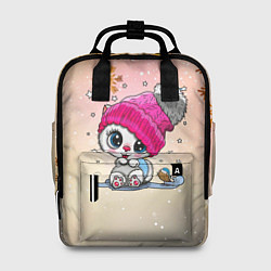 Рюкзак женский Новогодний кот, цвет: 3D-принт