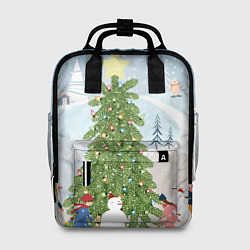 Рюкзак женский Новогодняя елка, цвет: 3D-принт