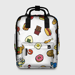Рюкзак женский Разная Еда, цвет: 3D-принт