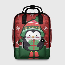 Рюкзак женский Пингвин Новый год, цвет: 3D-принт