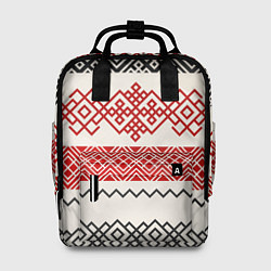 Рюкзак женский Славянский узор красно-черный, цвет: 3D-принт