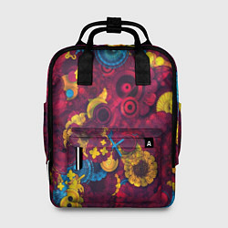 Рюкзак женский Цветы - шестеренки, цвет: 3D-принт