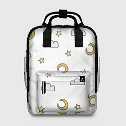 Рюкзак женский Луна, звезды и облака, цвет: 3D-принт