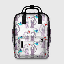 Рюкзак женский Фиолетовые котики, цвет: 3D-принт