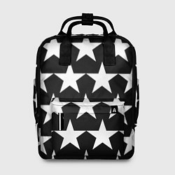Рюкзак женский Белые звёзды на чёрном фоне 2, цвет: 3D-принт