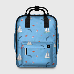 Женский рюкзак Море, дельфины, парусник