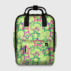 Рюкзак женский Зеленый узор Звезды, цвет: 3D-принт