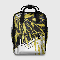 Женский рюкзак Абстракция с золотыми листьями