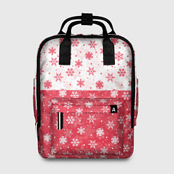 Рюкзак женский Снежинки красно-белые, цвет: 3D-принт