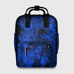 Рюкзак женский SONIC BLUE PATTERN СИНИЙ ЁЖ, цвет: 3D-принт