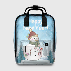 Рюкзак женский Снеговик во дворе, цвет: 3D-принт