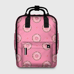 Рюкзак женский Розовые пончики паттерн, цвет: 3D-принт