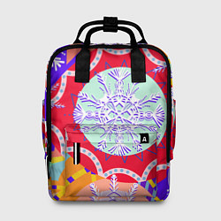 Рюкзак женский Яркий абстрактный зимний дизайн из снежинок, цвет: 3D-принт