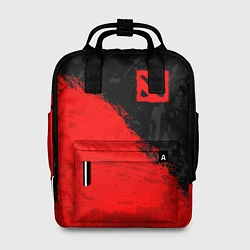 Рюкзак женский DOTA 2 RED LOGO, БРЫЗГИ КРАСОК, цвет: 3D-принт