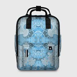 Рюкзак женский Коллекция Фрактальная мозаика Голубой 292-6-n Низ, цвет: 3D-принт