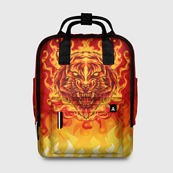 Рюкзак женский Огненный тигр в пламени, цвет: 3D-принт