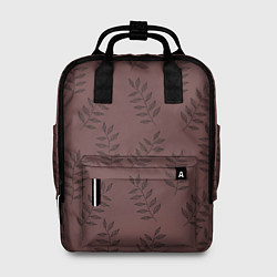 Рюкзак женский Веточки с черными листьями на коричневом фоне, цвет: 3D-принт