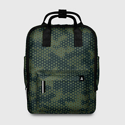 Рюкзак женский Абстрактный геометрический зеленый камуфляж, цвет: 3D-принт