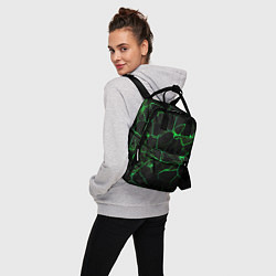 Рюкзак женский Абстракция - Черно-зеленый фон - дым, цвет: 3D-принт — фото 2