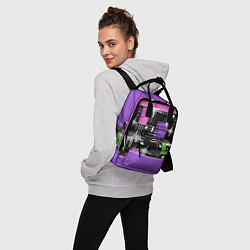 Рюкзак женский Розово-фиолетовый геометрические фигуры и полосы, цвет: 3D-принт — фото 2