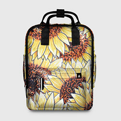 Рюкзак женский Подсолнухи рисунок паттерн, цвет: 3D-принт