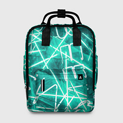 Рюкзак женский Неоновые лучи и неоновые надписи - Светло-зелёный, цвет: 3D-принт