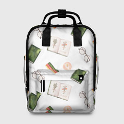 Рюкзак женский Узор Очки, Книги, Свечи, цвет: 3D-принт