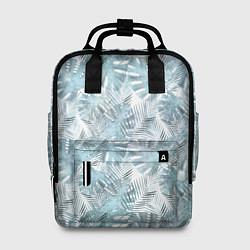 Рюкзак женский Голубые листья пальмы на белом, цвет: 3D-принт
