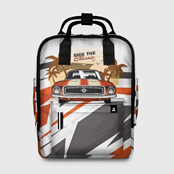Рюкзак женский Ретро-авто и пальмы, цвет: 3D-принт