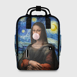 Рюкзак женский Мона Лиза Приколы - Звездная ночь, цвет: 3D-принт