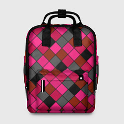 Рюкзак женский Розово-красный геометрический узор, цвет: 3D-принт