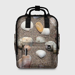 Рюкзак женский Композиция из ракушек на песке, цвет: 3D-принт