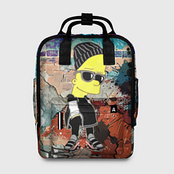 Рюкзак женский Барт Симпсон в тёмных очках на фоне граффити, цвет: 3D-принт