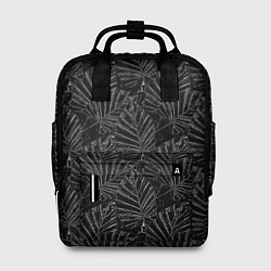Женский рюкзак Белые контуры тропических листьев на черном
