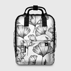 Женский рюкзак Графичные цветы на белом фоне