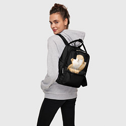 Рюкзак женский Лисёнок нежиться на чёрном фоне, цвет: 3D-принт — фото 2