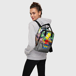 Рюкзак женский Хулиган Барт Симпсон на фоне стены с граффити, цвет: 3D-принт — фото 2