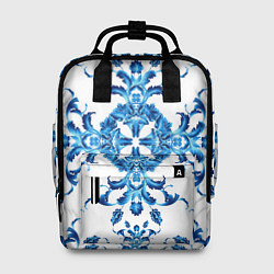 Рюкзак женский Гжель синий узор, цвет: 3D-принт
