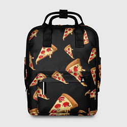 Рюкзак женский Куски пиццы на черном фоне, цвет: 3D-принт