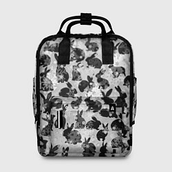 Рюкзак женский Черные новогодние кролики, цвет: 3D-принт